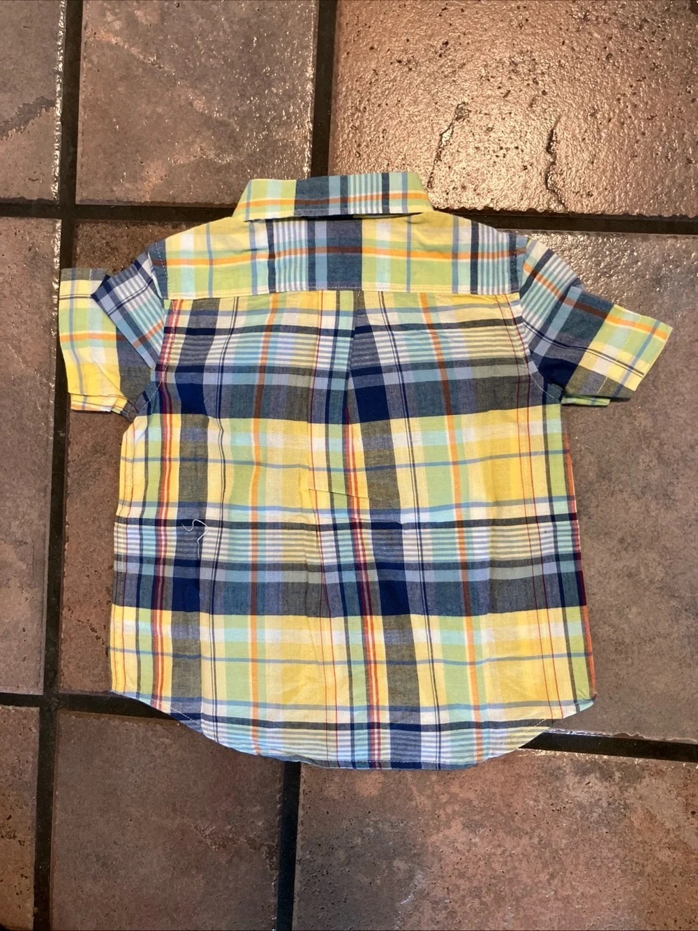 Ralph Lauren Baby Boys Blue Yellow Button up Short sleeve shirt Sz9 Month